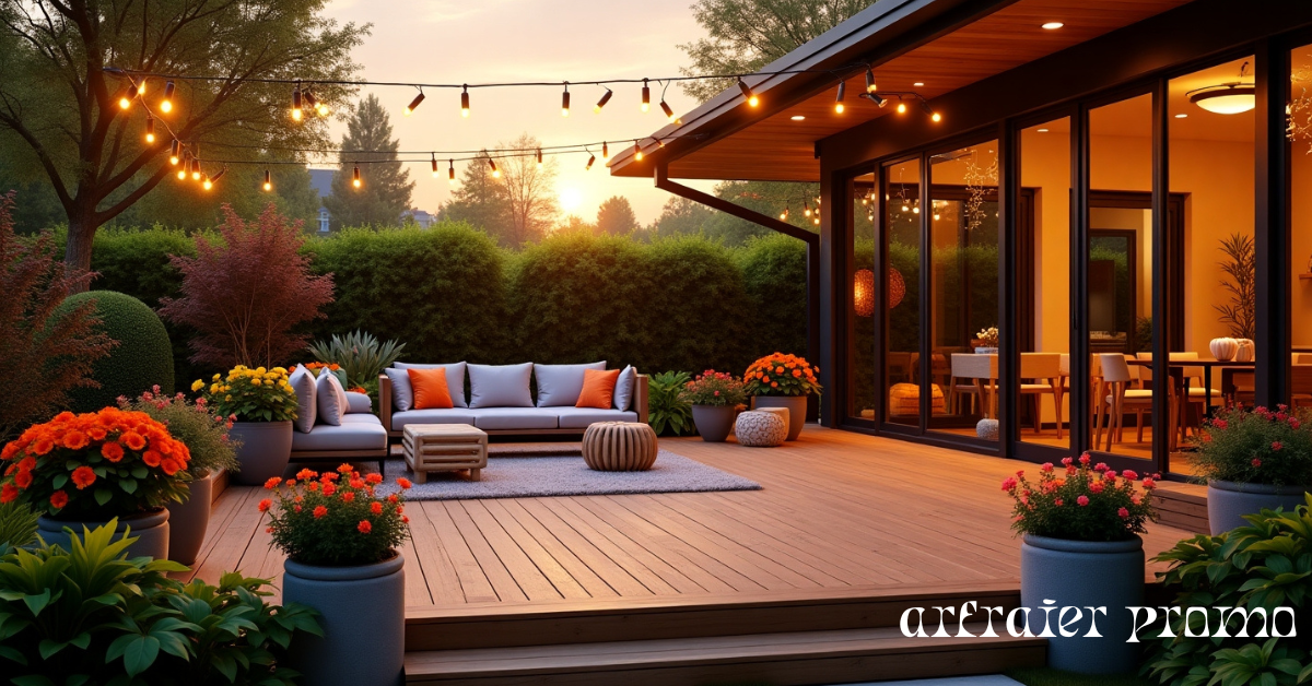 Front yard deck adding charm to a modern home