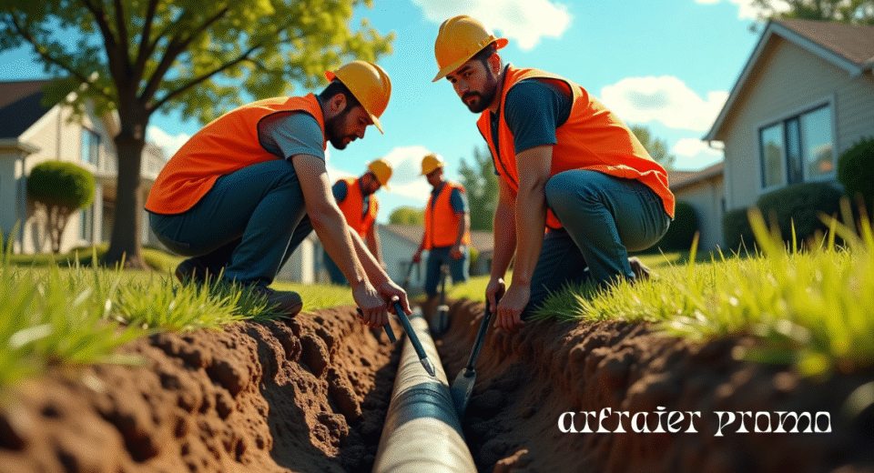 Sewer line trenching in progress