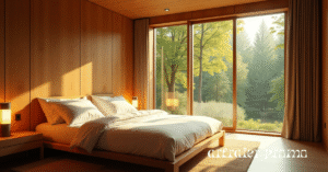 Parker Schnabel’s bedroom with modern rustic design.