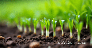 Germinating grass seed close-up