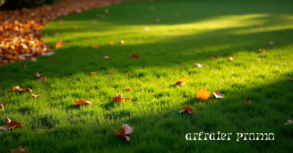 Lush green lawn in early fall