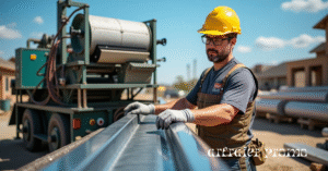 Contractor fabricating gutters