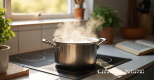 Using boiling water to humidify the room