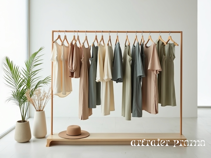Amour Vert clothing rack featuring sustainable minimalist designs in a boutique