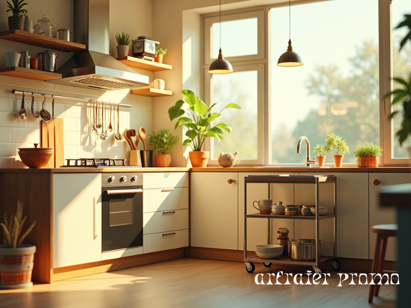 Compact rolling cart kitchen island