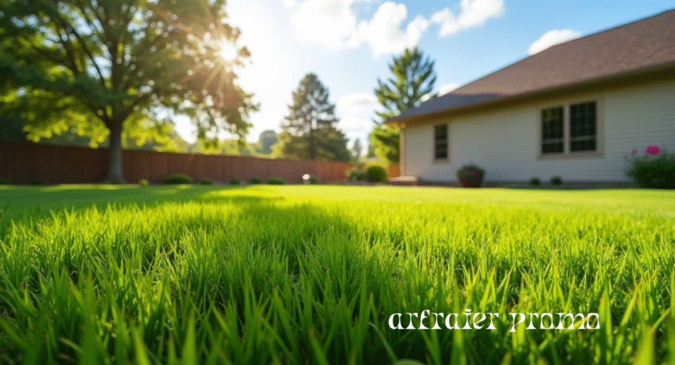 Healthy tall fescue grass lawn in a backyard