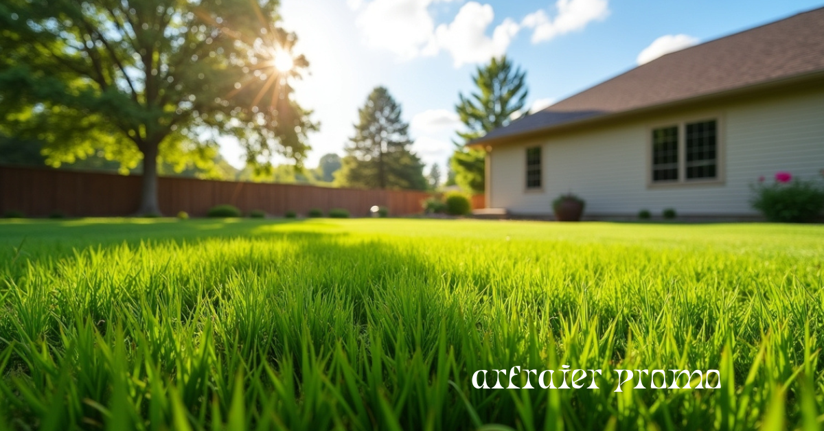 Healthy tall fescue grass lawn in a backyard