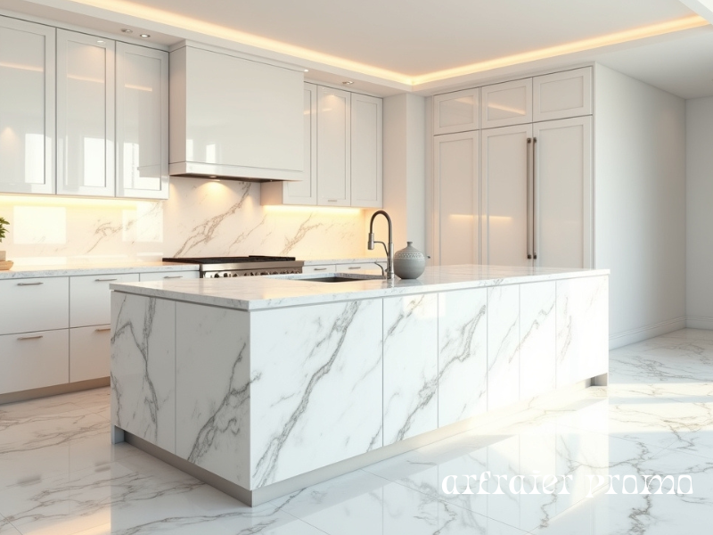 Elegant Marble Countertop Island