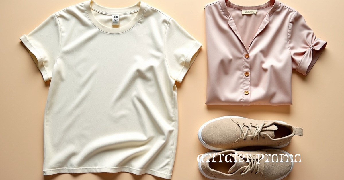 Amour Vert sustainable fashion flat lay with eco-friendly clothing and shoes