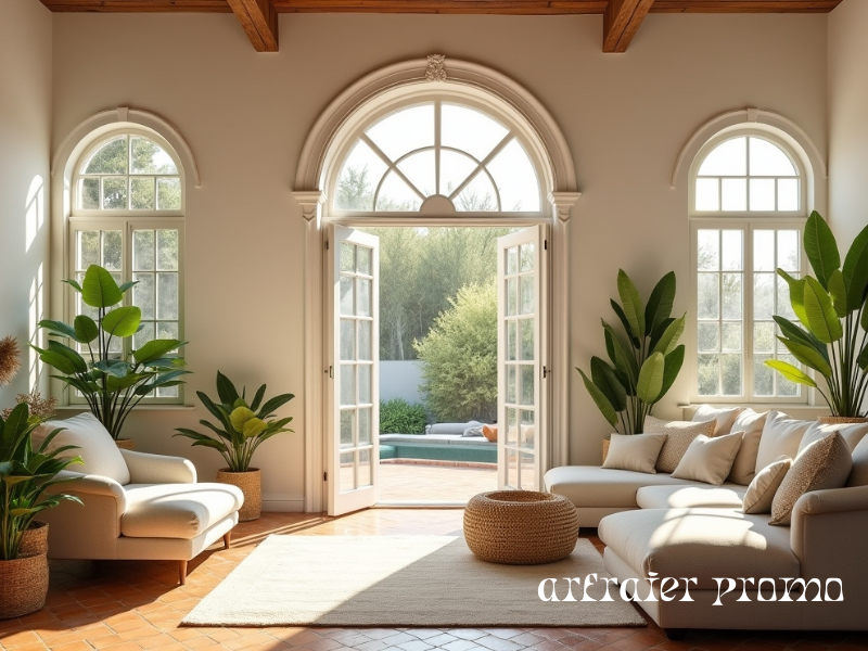 Elegant Arched Window Trim in a Mediterranean Interior