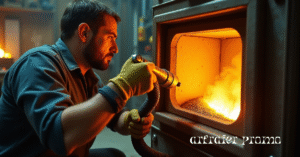 Technician Performing Furnace Filter Replacement in Fall