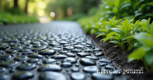 Porous asphalt driveway allowing water to drain naturally