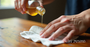 wiping vinegar onto wood to dissolve shellac