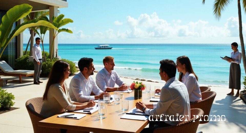beachfront business retreat with executives in 2025