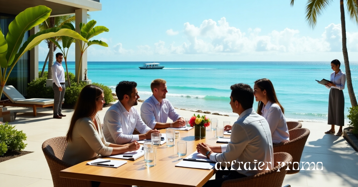 beachfront business retreat with executives in 2025