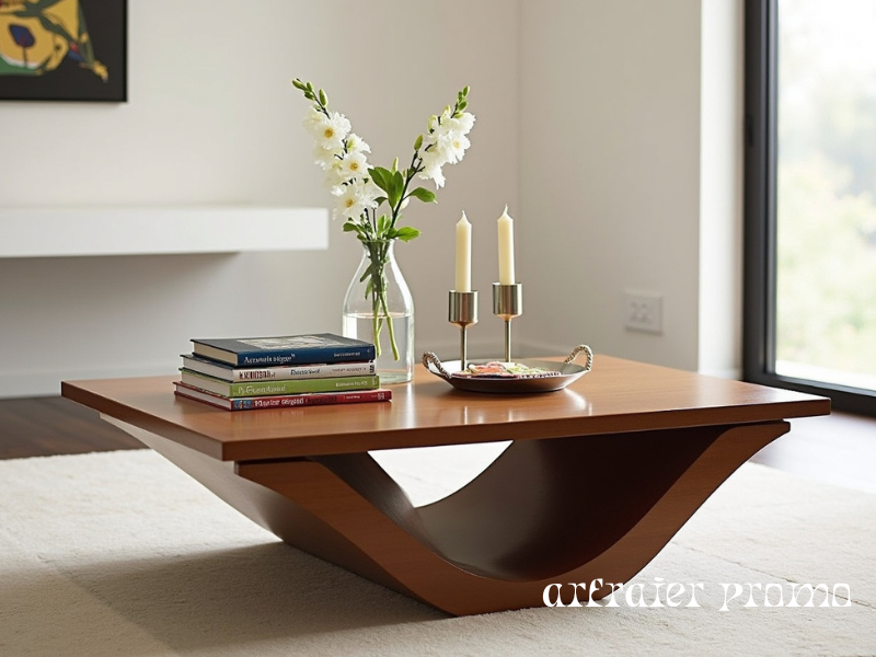 Decorated coffee table with books and vase