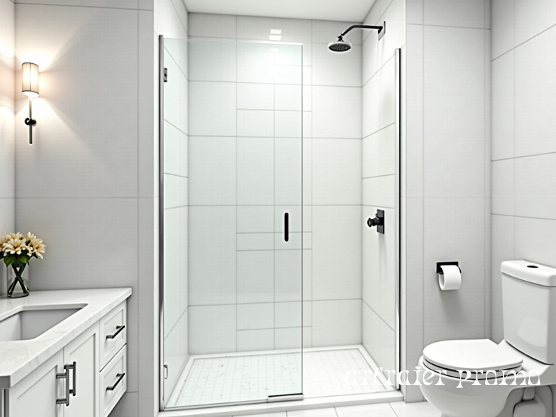 White subway tiles installed vertically in a shower