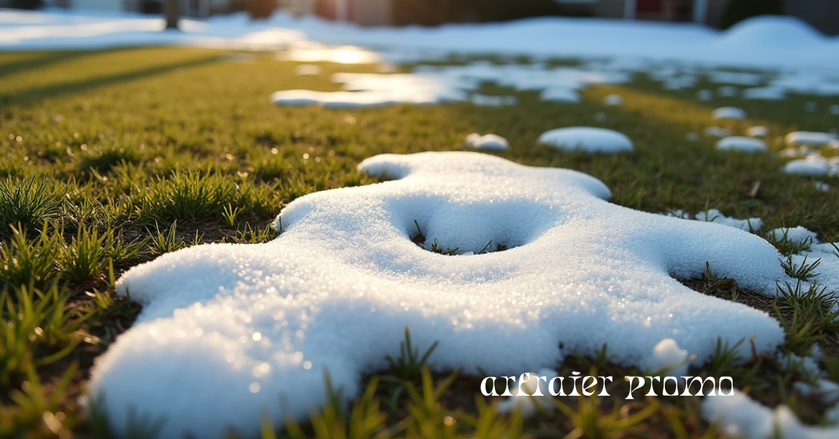 snow mold patches on a spring lawn