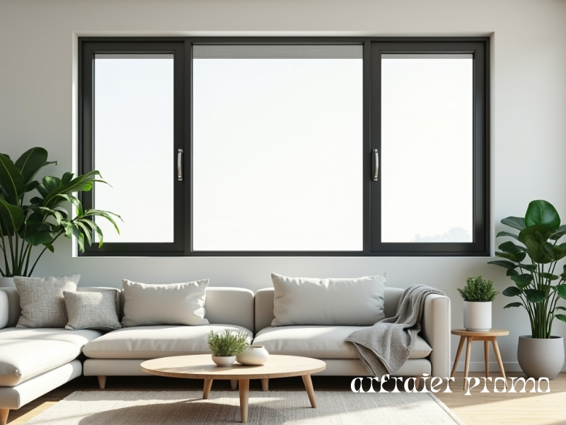 Black Window Trim in a Minimalist Living Room