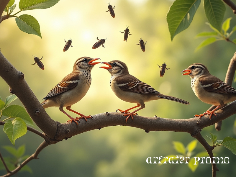 Birds eating cicadas naturally