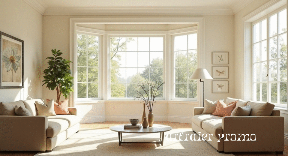 Elegant Colonial White Window Trim in Modern Living Room