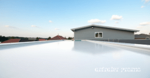 Completed flat roof with modern drainage system