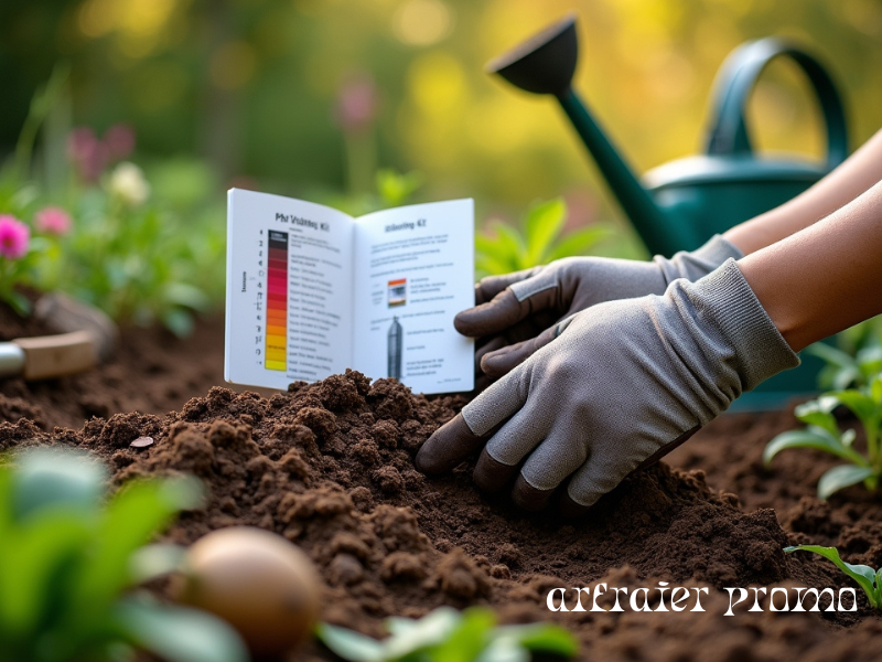 Testing lawn soil using a pH kit before planting grass