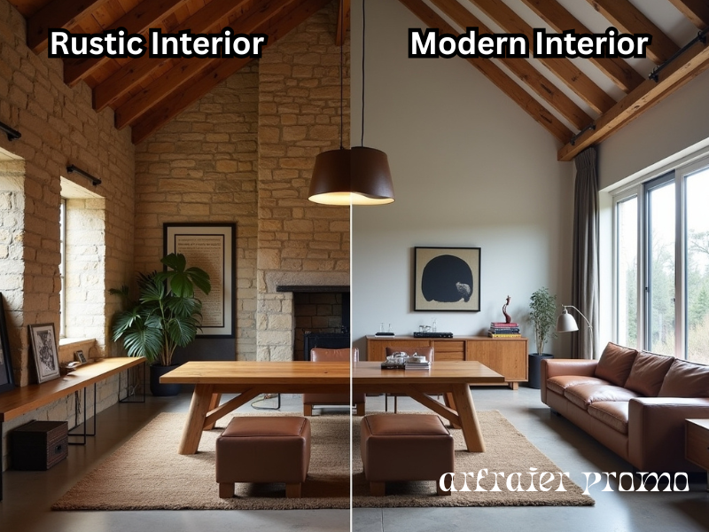 Rustic vs. modern barndominium interior