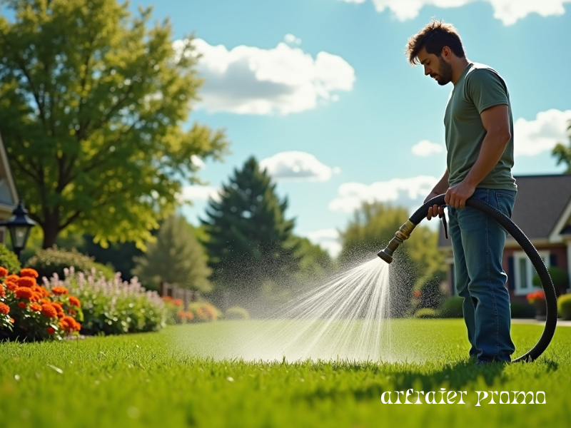 Watering new sod lawn