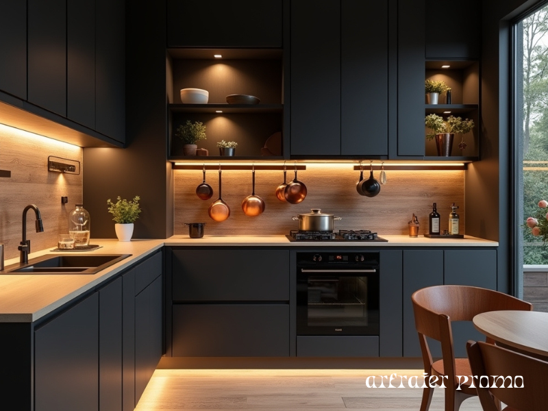 Modern witchy kitchen with minimalist design and magical accents