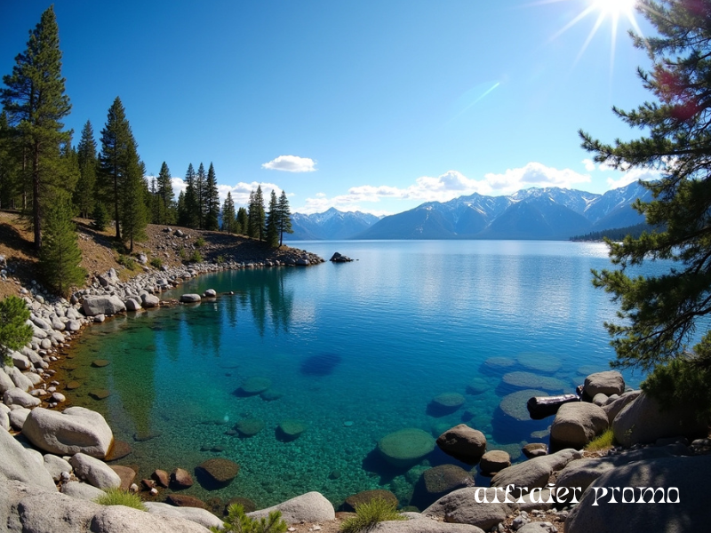 Lake Tahoe scenic mountain and lake view.