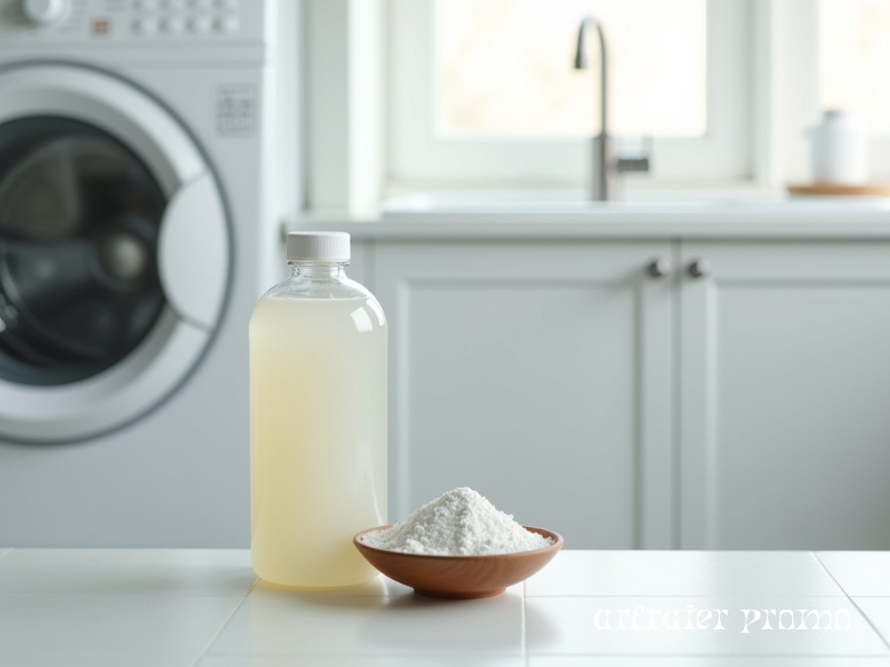 Vinegar and baking soda near washing machine