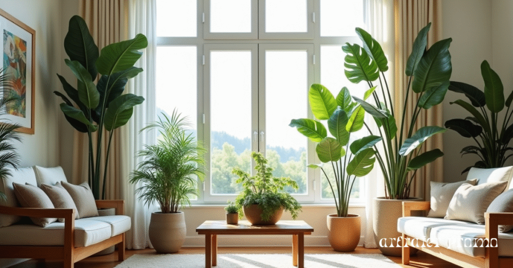 indoor evergreen trees in natural light