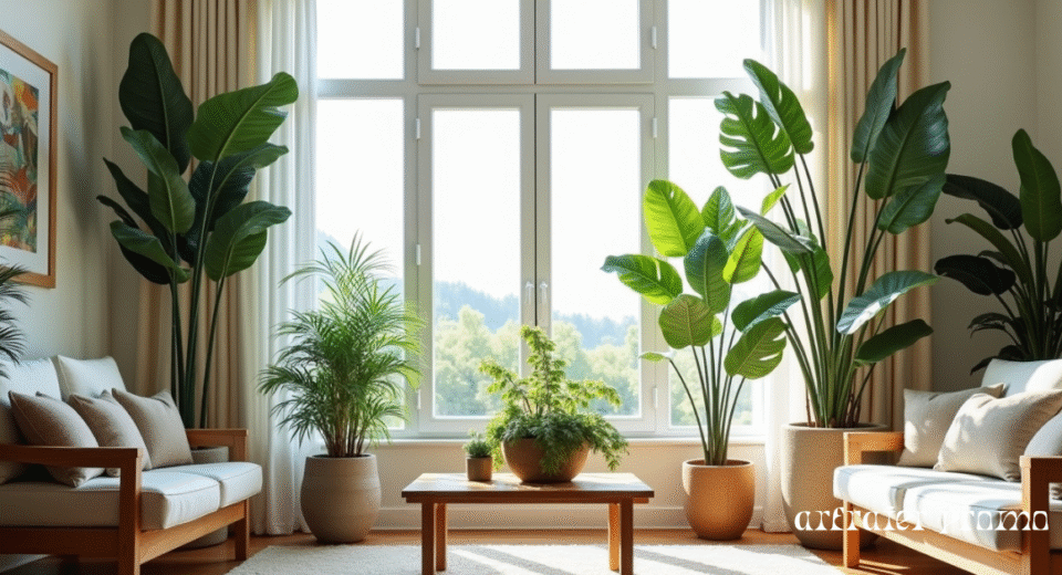 indoor evergreen trees in natural light