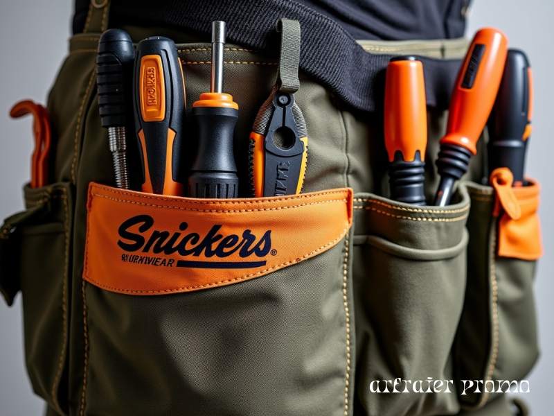 Snickers Workwear tool belt with multiple pouches and professional electrical tools.