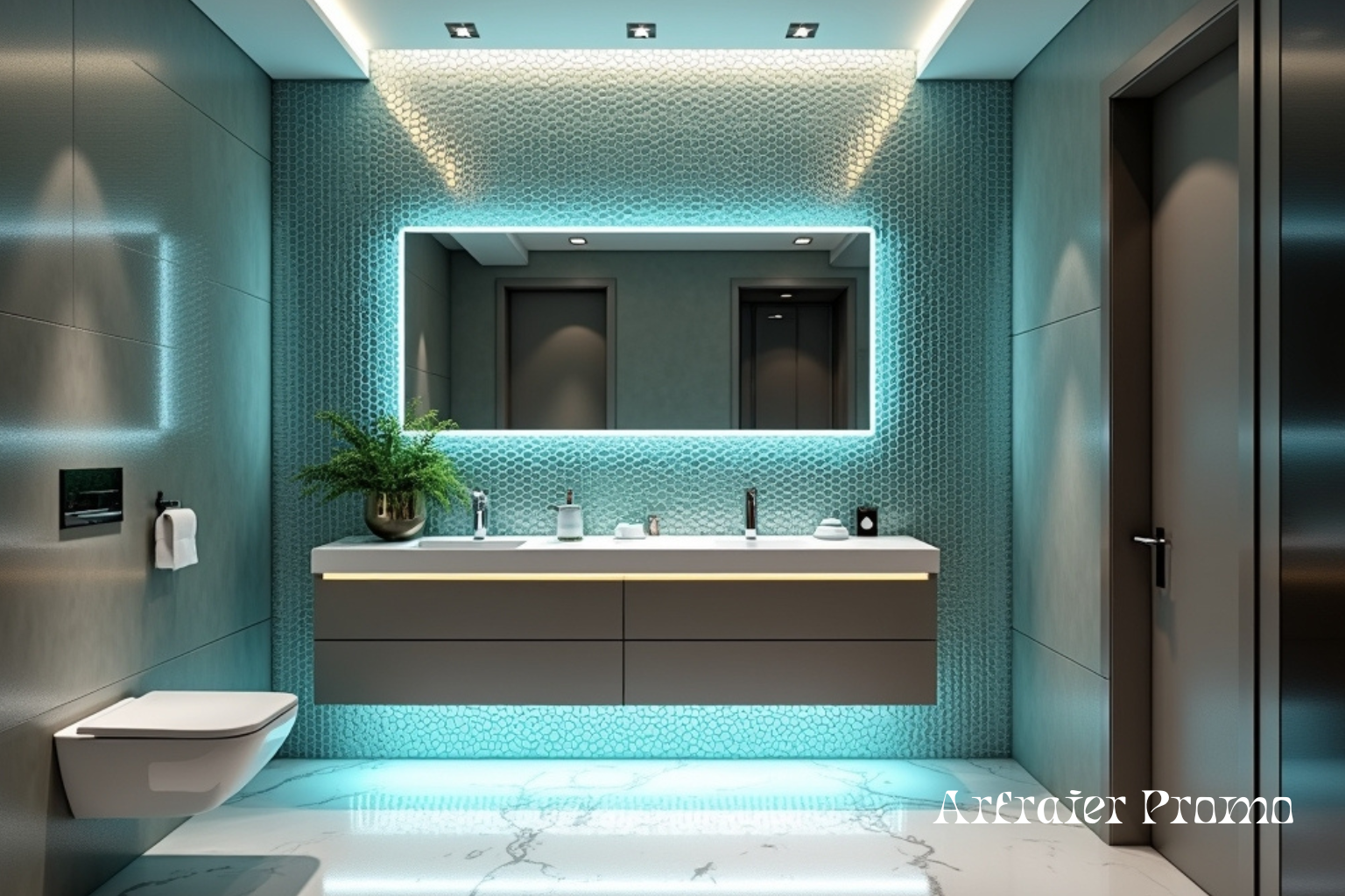 Mosaic Tile Accent Wall in Bathroom