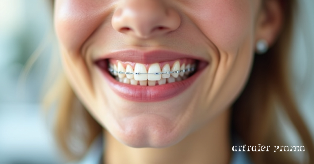 Permanent retainer wire behind lower front teeth